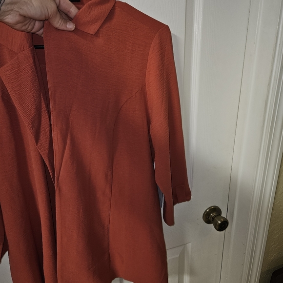 Naif Womens Rustic Red Orange Open Front Blouse with Relaxed Fit & Belt Large - Picture 8 of 15